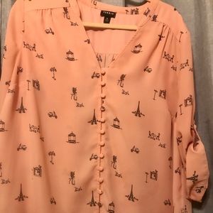 TORRID! PARIS DUSTY PINK BUTTON-DOWN BLOUSE